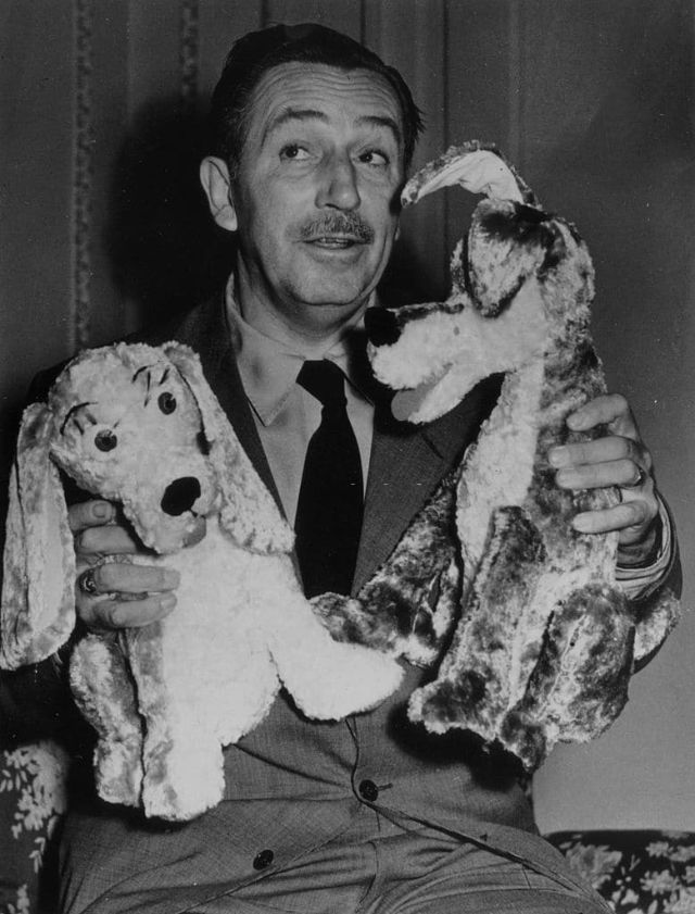 Apresentando seus novos personagens caninos do filme "A Dama e o Vagabundo", 1949 (Keystone)