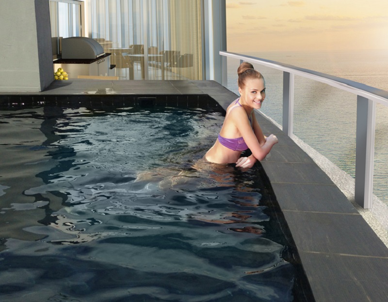 Condomínio Porsche Design Tower em Miami oferece piscina privativa na varanda do apartamento